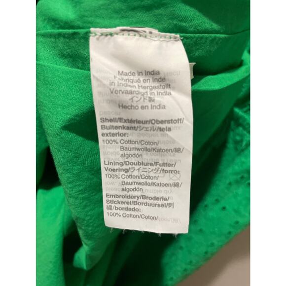 J. CREW MERCANTILE Green Eyelet Tie Front Collared Embroidered Dress Size S - Picture 6 of 7